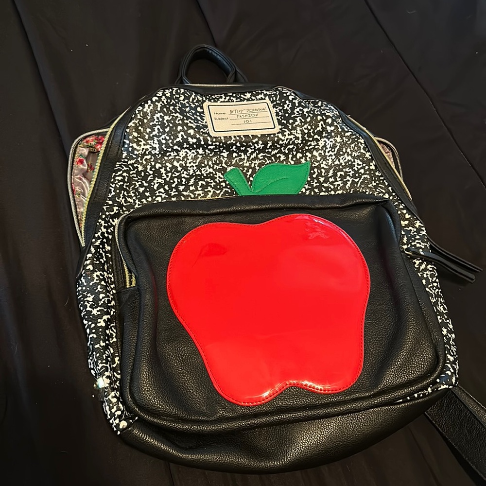 RARE! 😱 Betsy Johnson Apple Backpack Marble Notebook Print